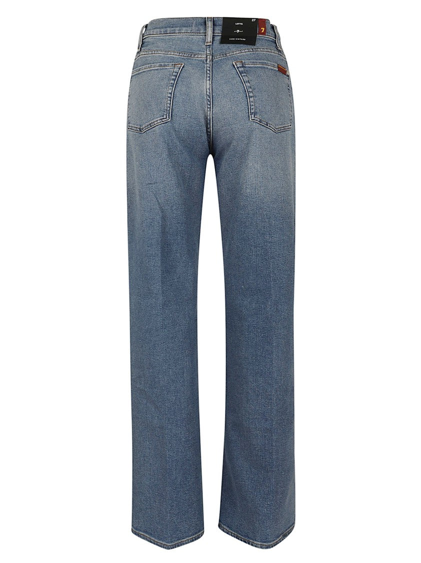 7 For All Mankind High-Waisted Straight-Leg Denim Jeans With Faded Effect