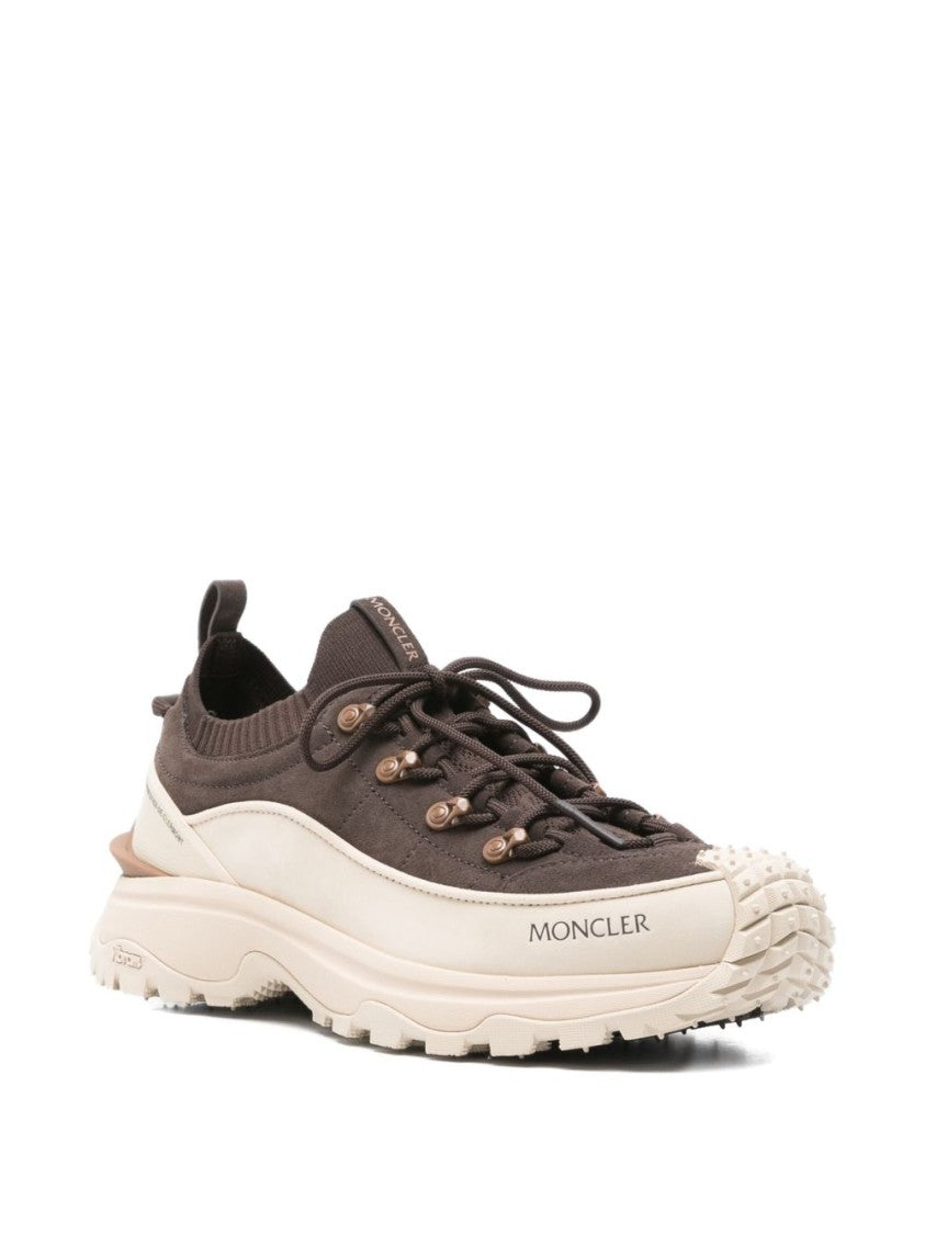 Moncler Beige Vitello Leather Sneakers With Sole