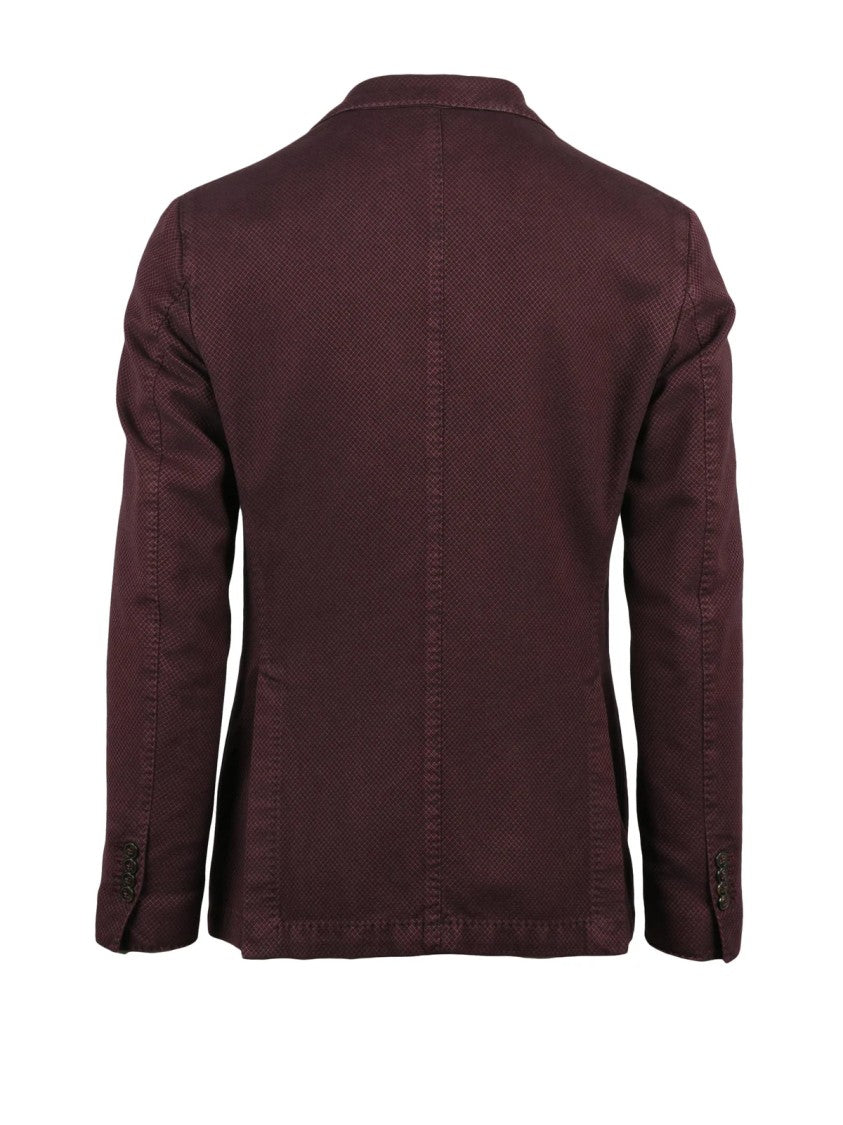 Luigi Bianchi Tailored Red Cotton Jacket With Textured Fabric And Notch Lapels