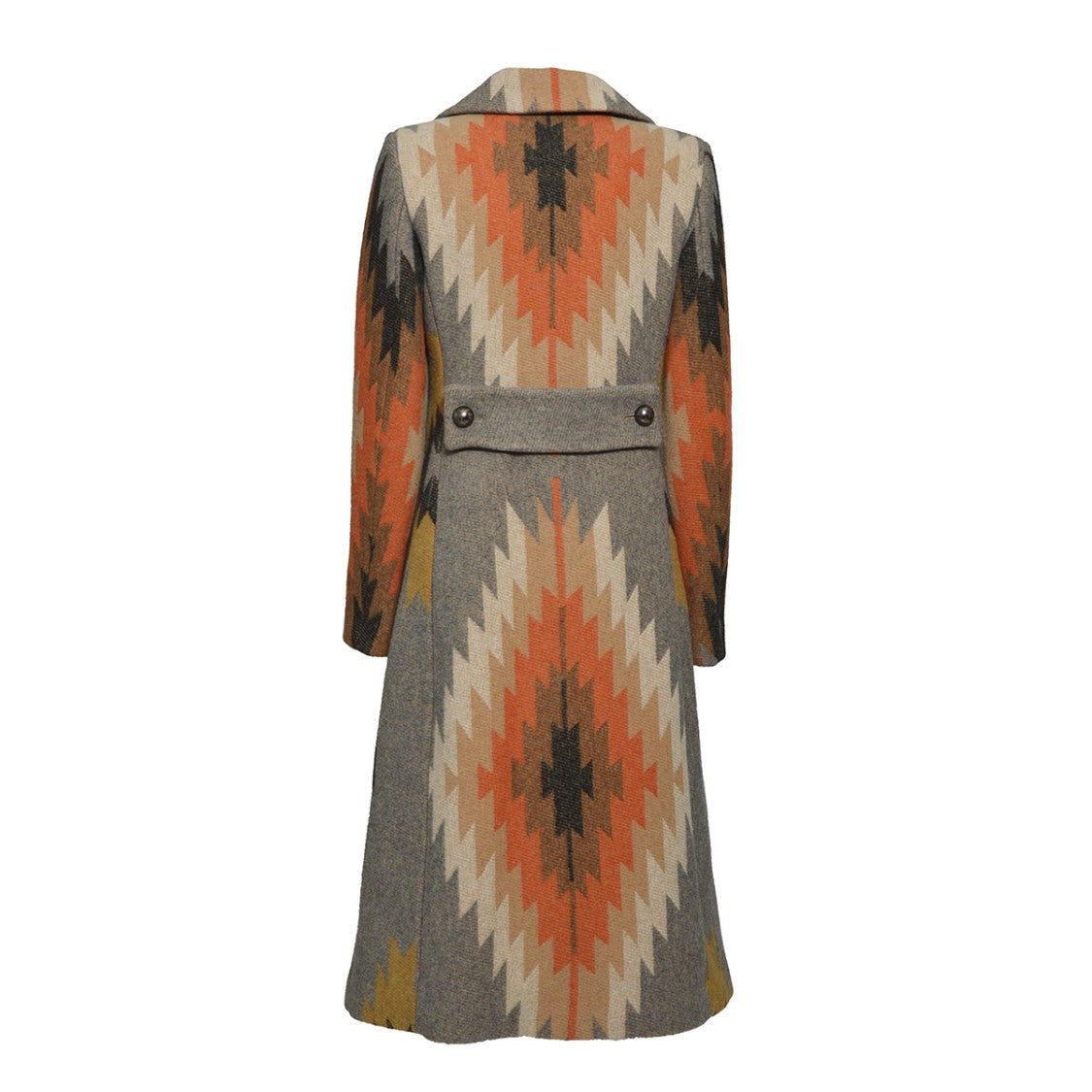 Bazar Deluxe Double Breasted Coat Multicolored Wool Ethnic Pattern