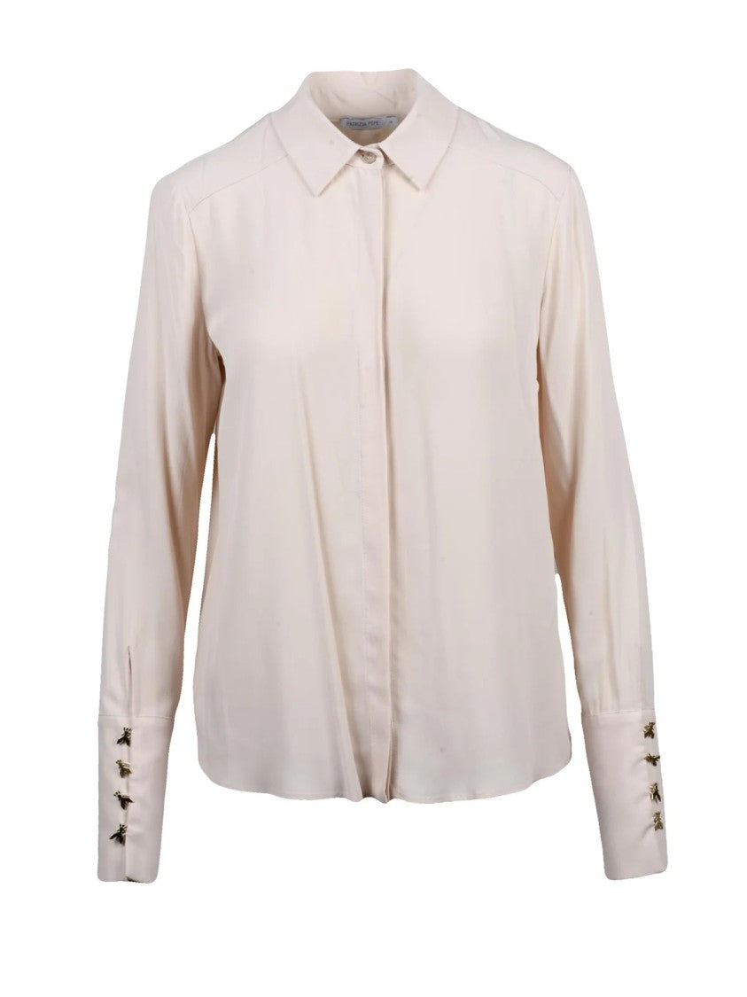 Patrizia Pepe Pink Viscose Classic Collar Voile Shirt