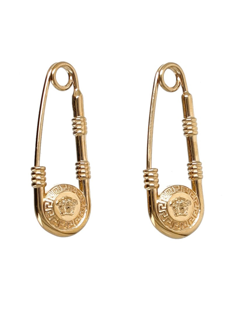 Versace Gold-Tone Safety Pin Earrings