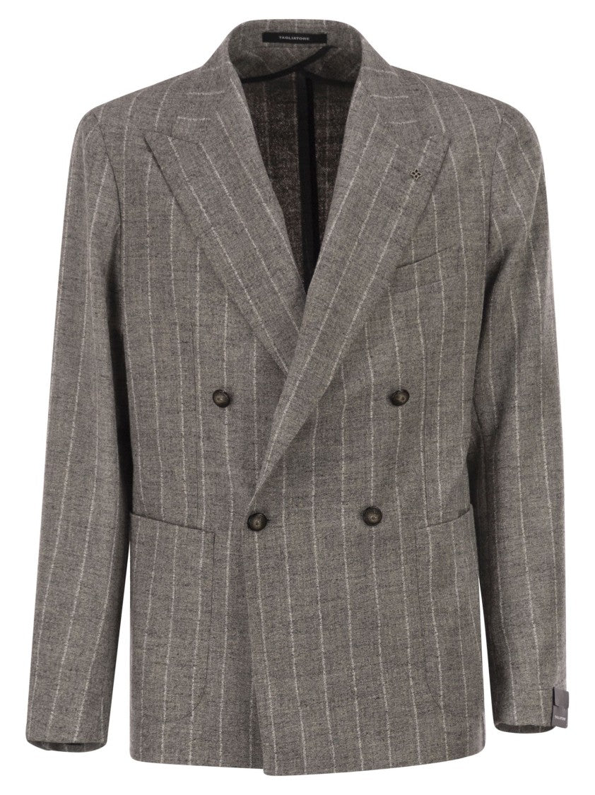 Tagliatore Double-Breasted Jacket In Alpaca And Linen