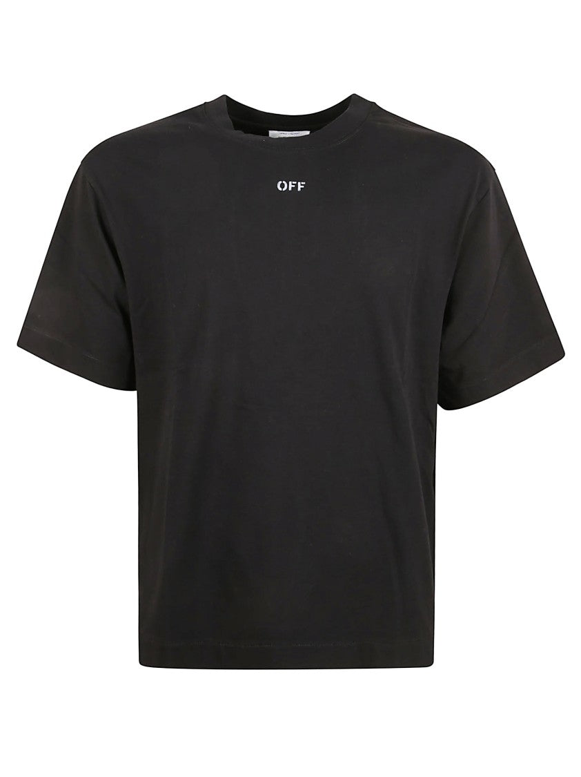 Off-White Stencil Arrow Graphic Black T-Shirt With Embroidered Detail
