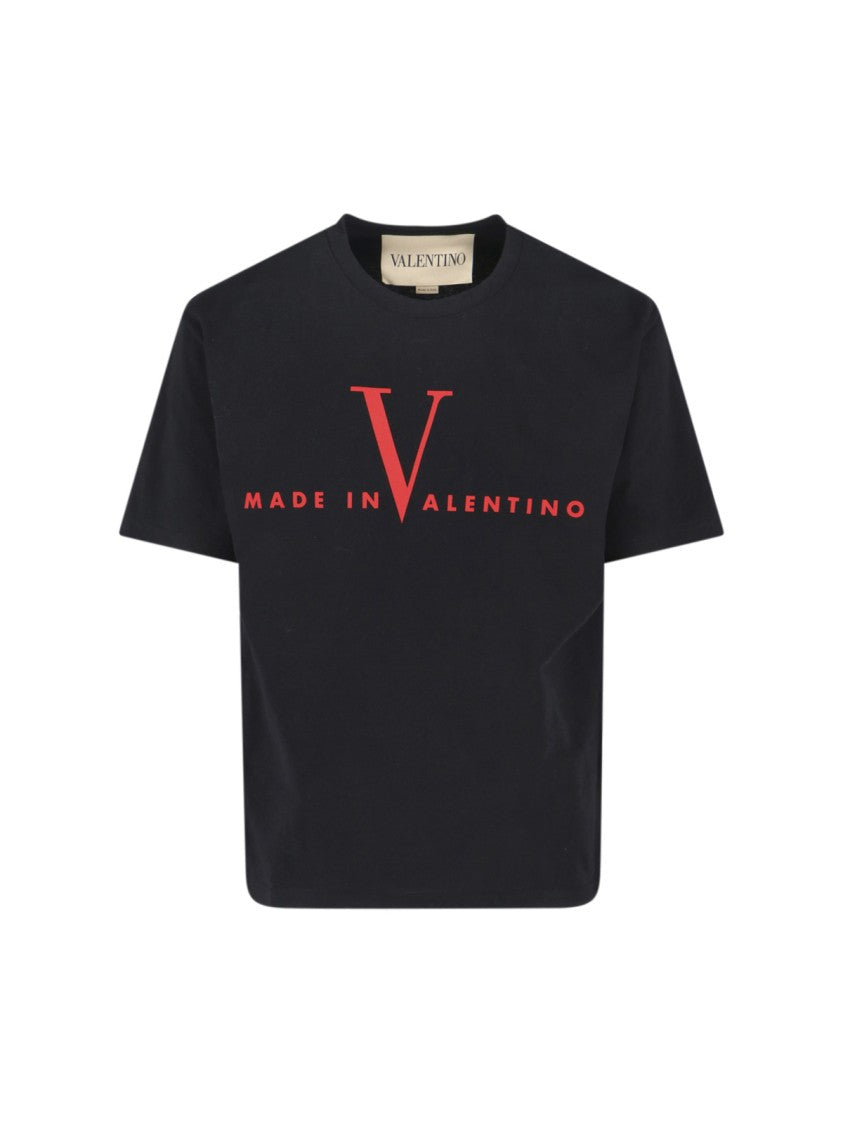 Valentino Contrast Print Black Cotton T-Shirt