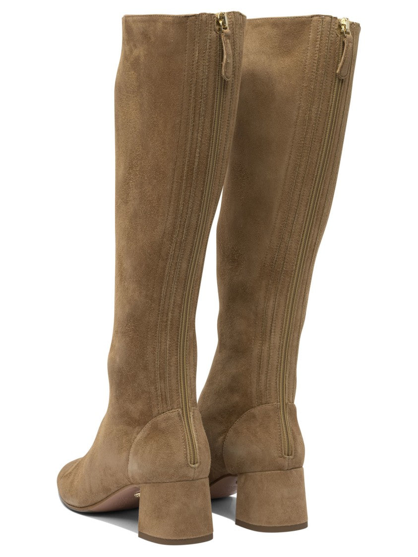 Aquazzura Brown Kid Suede Ankle Boots