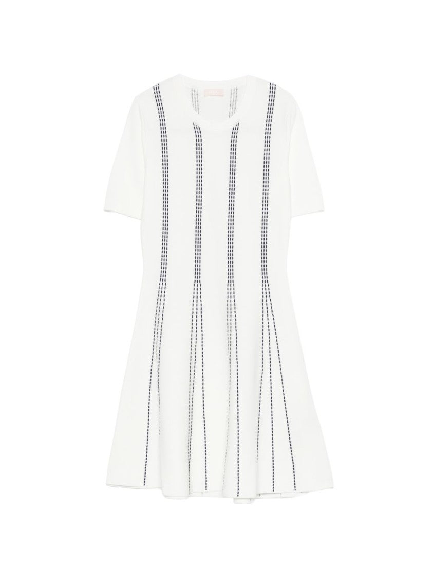 Liu Jo Flared Short-Sleeve Dotted Mini Dress
