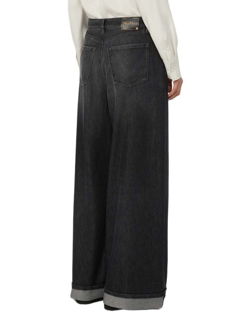 Max Mara Wide-Leg Denim Jeans With Tailored Pressed Crease