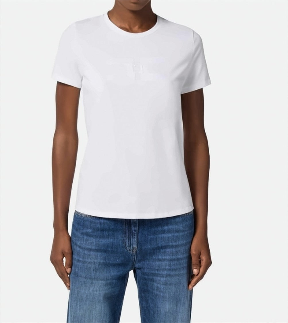Elisabetta Franchi Cotton Jersey T-Shirt With Double Logo Embroidery
