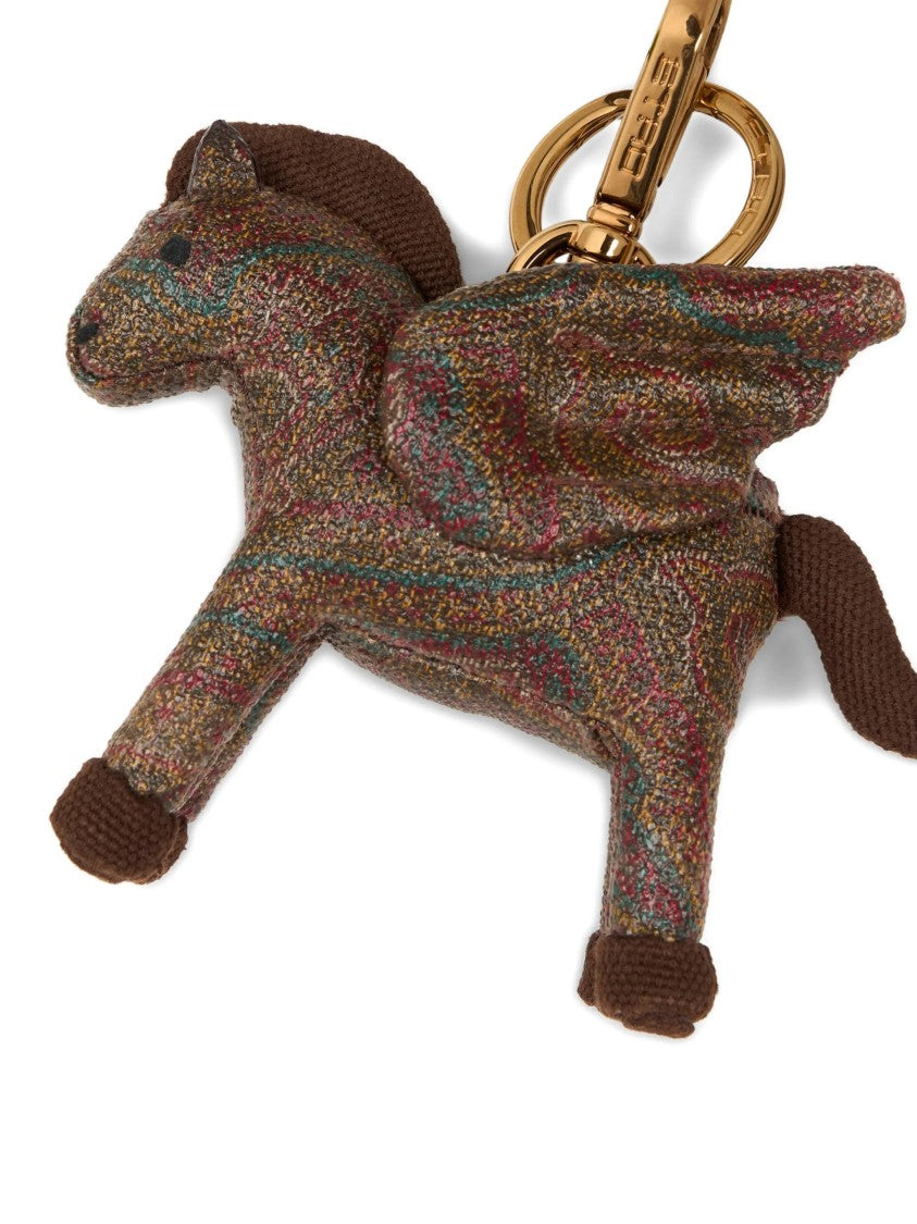 Etro Textured Multicolored Pegasus Keychain Charm By Etro