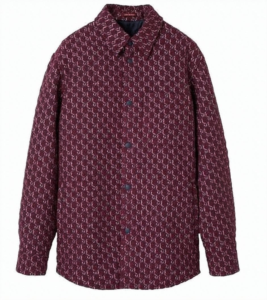 Gucci Burgundy Long Sleeve Shirt With Intricate Pattern