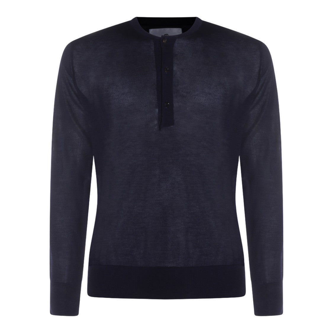 Seven Gauge Lightweight Navy Blue Sweater With Button Placket