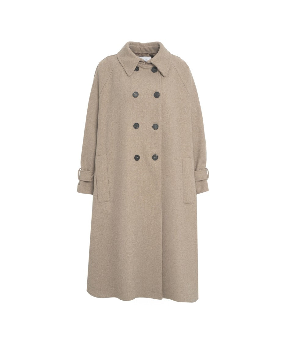 Kaos Double-Breasted Mid-Length Coat With Lapel Collar