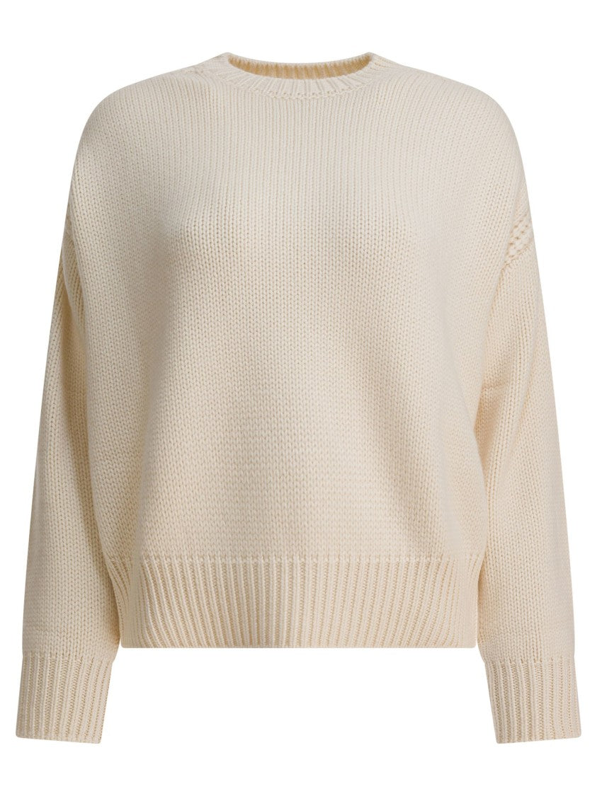 Sa Su Phi Creamy Cashmere Knit Sweater With Ribbed Detailing