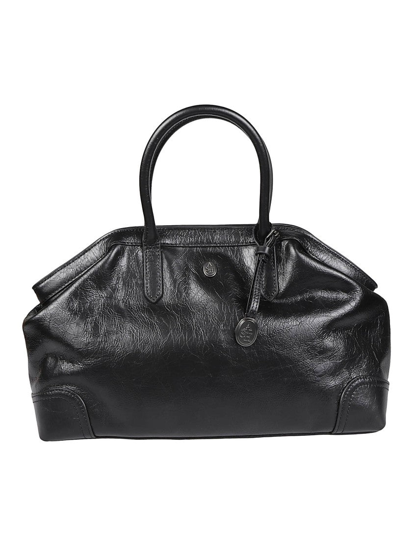 Ash Black Justine Structured Calf Leather Shoulder Bag