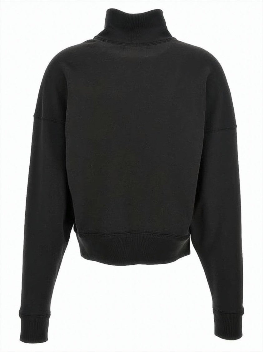 Isabel Marant Cropped Turtleneck Sweatshirt With Half-Zip Closure