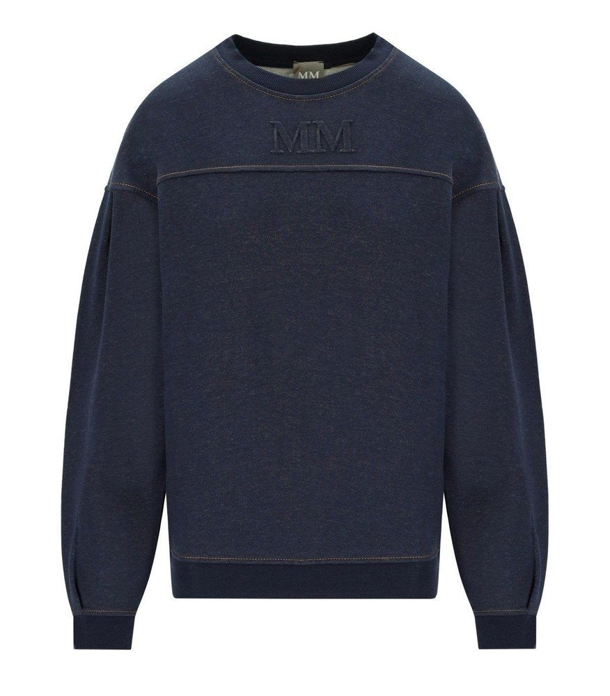 Max Mara Refined Navy Sweatshirt With Subtle Embroidered Logo