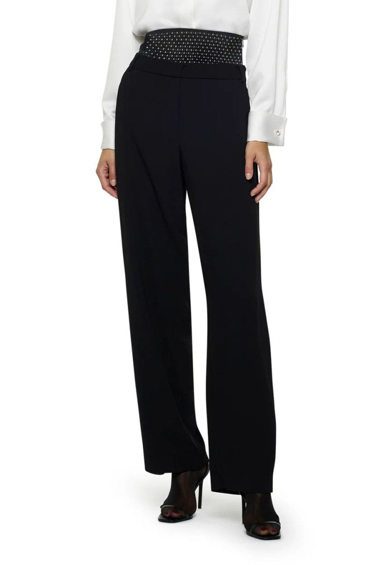 Simona Corsellini Black Cotton-Blend Straight-Leg Pants
