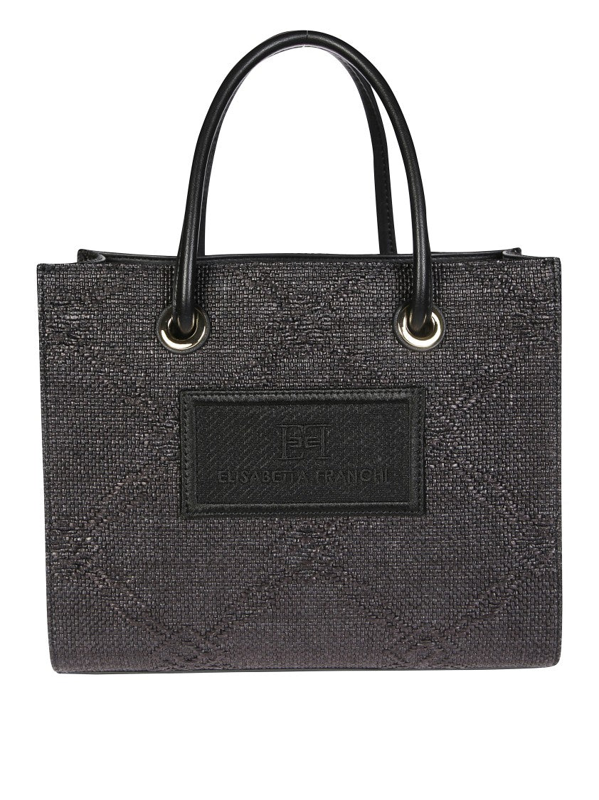 Elisabetta Franchi Structured Textured Handbag With Gold-Tone Details