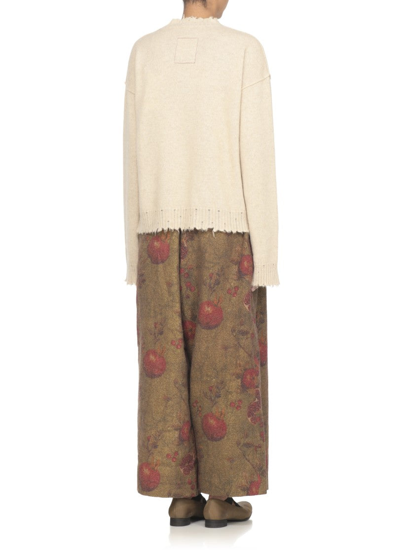 Uma Wang Beige Cashmere Sweater With Ribbed Detailing