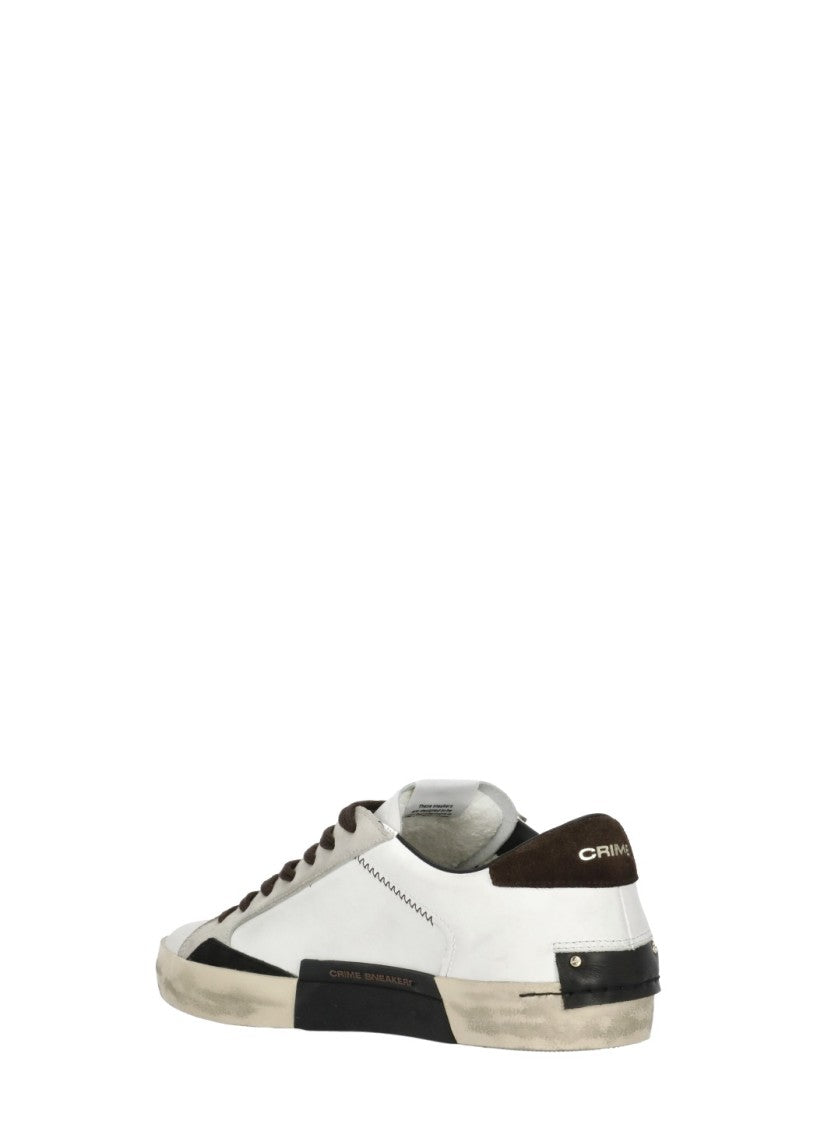 Crime London Brown Grey Suede Accents Leather Sneakers