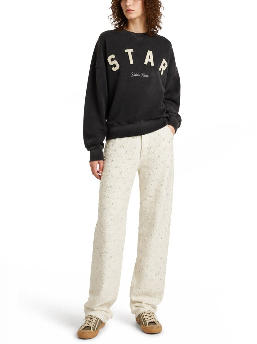 Golden Goose Neutral Star Relaxed Fit Cotton Sweatshirt