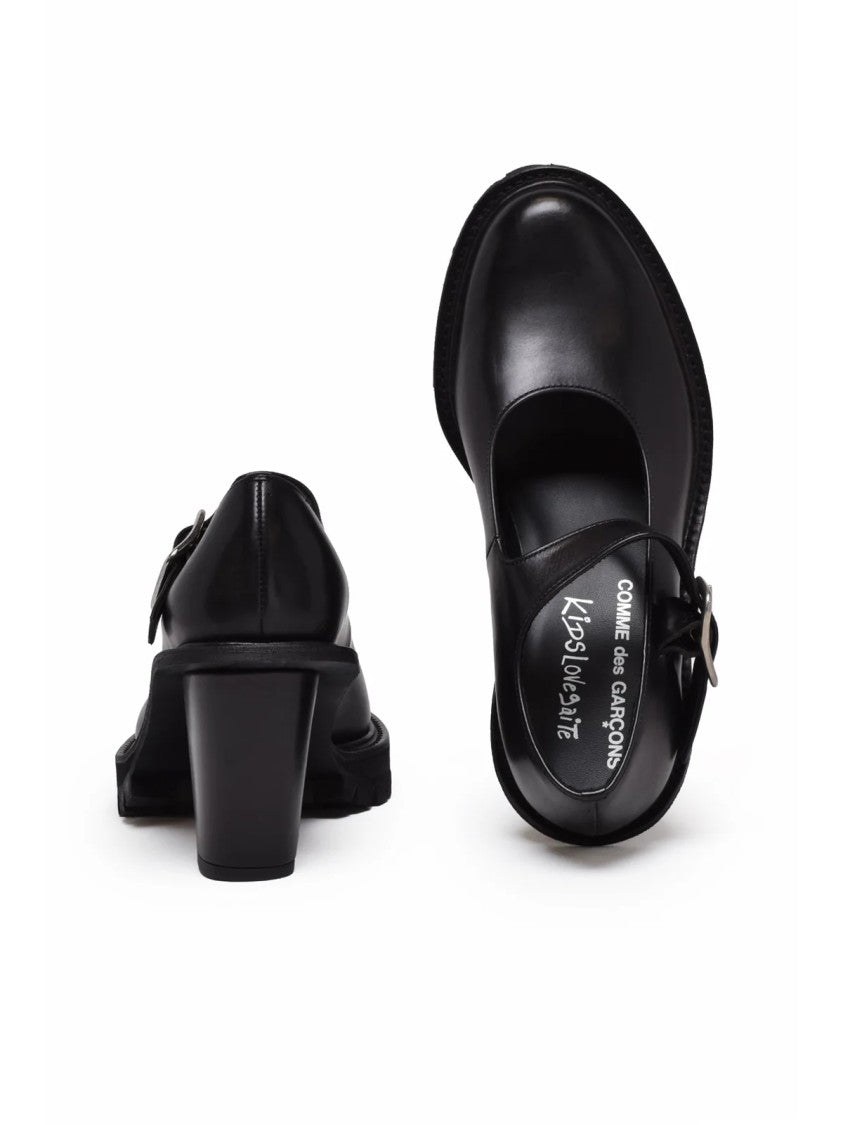 C.Des Garcons X Kids Love Gaite Black Chunky Sole Leather Strap Bebè Shoes