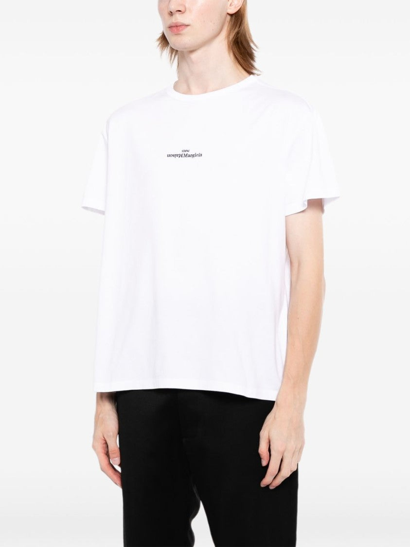 Maison Margiela White Short-Sleeve Upside-Down Logo T-Shirt