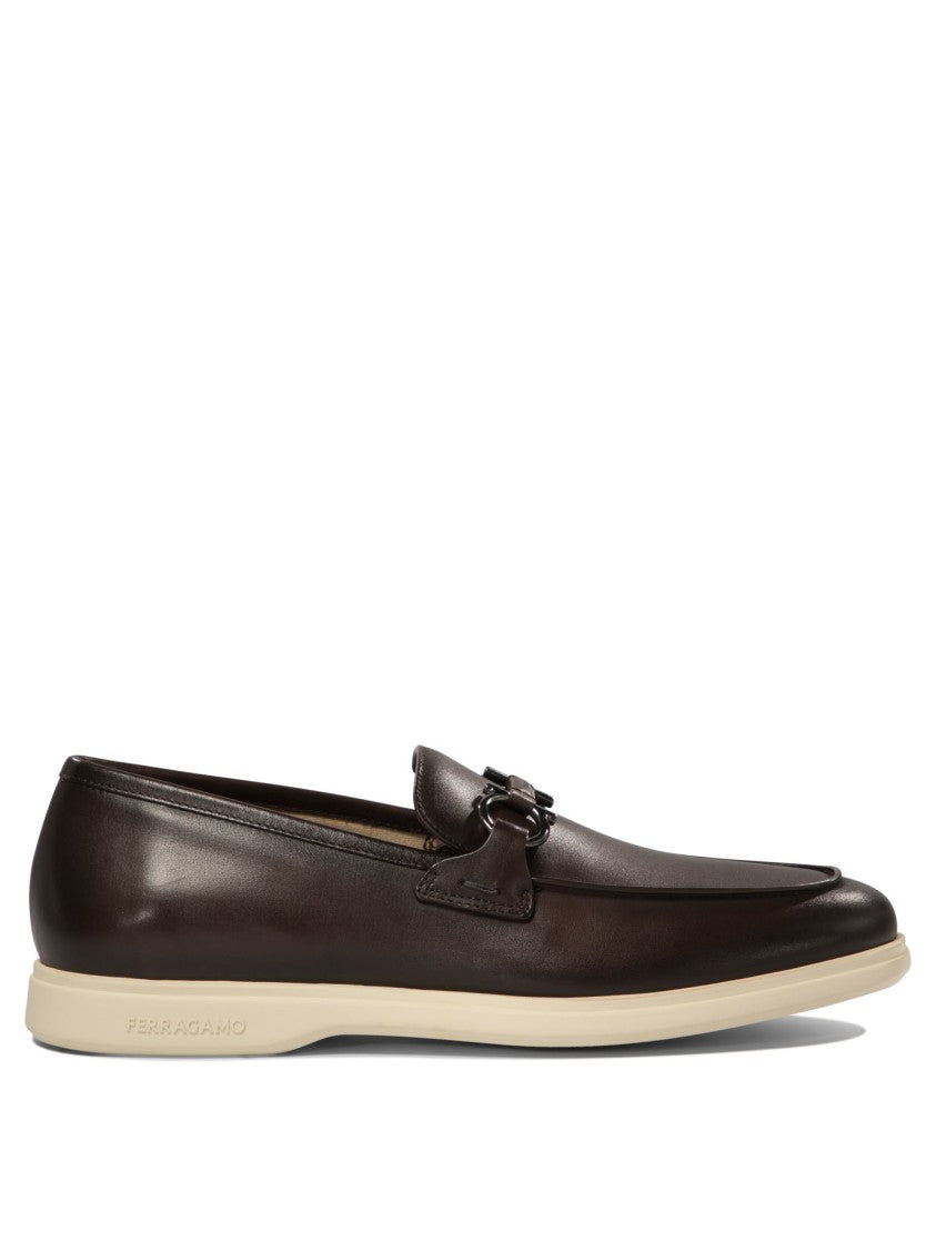 Ferragamo Brown Calf Leather Loafers
