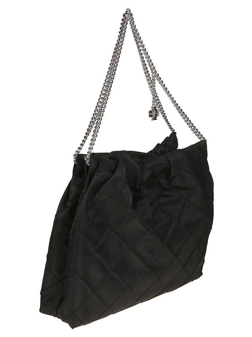 Tory Burch Fleming Quilted Black Polyamide Hobo Bag