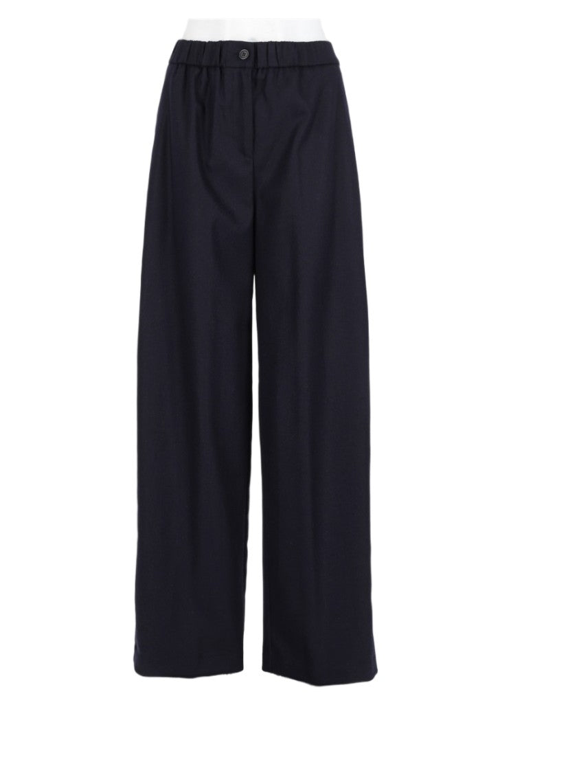 Nude Blue High-Waisted Wide-Leg Wool-Blend Pants
