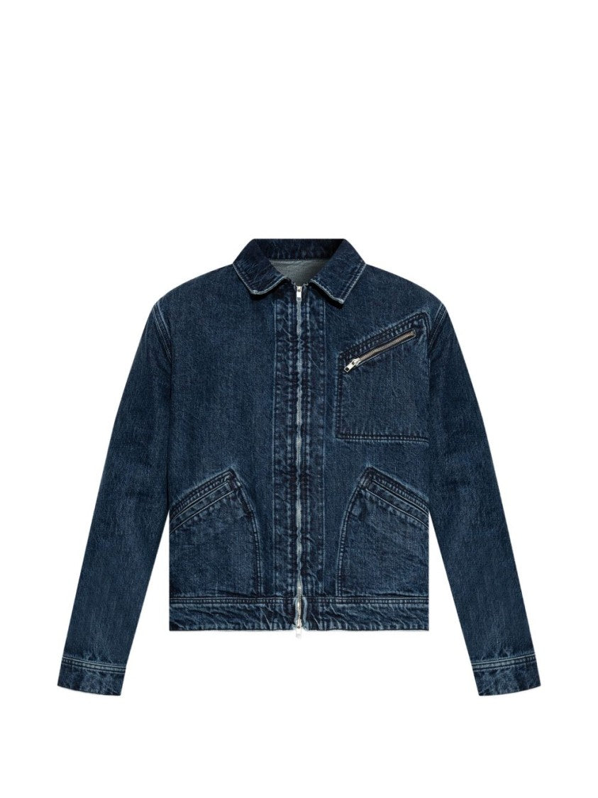 Kenzo Classic Minimalist Zip Front Denim Jacket