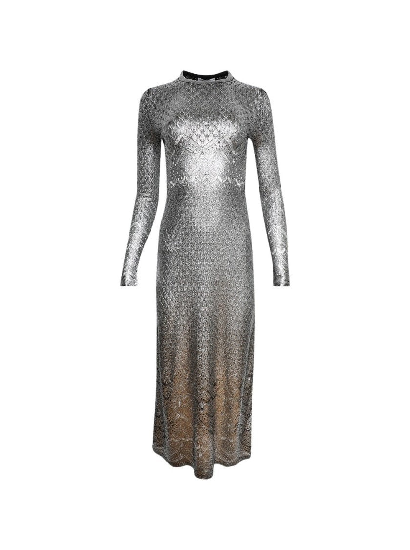 Rabanne Lace Knit Dress Silver