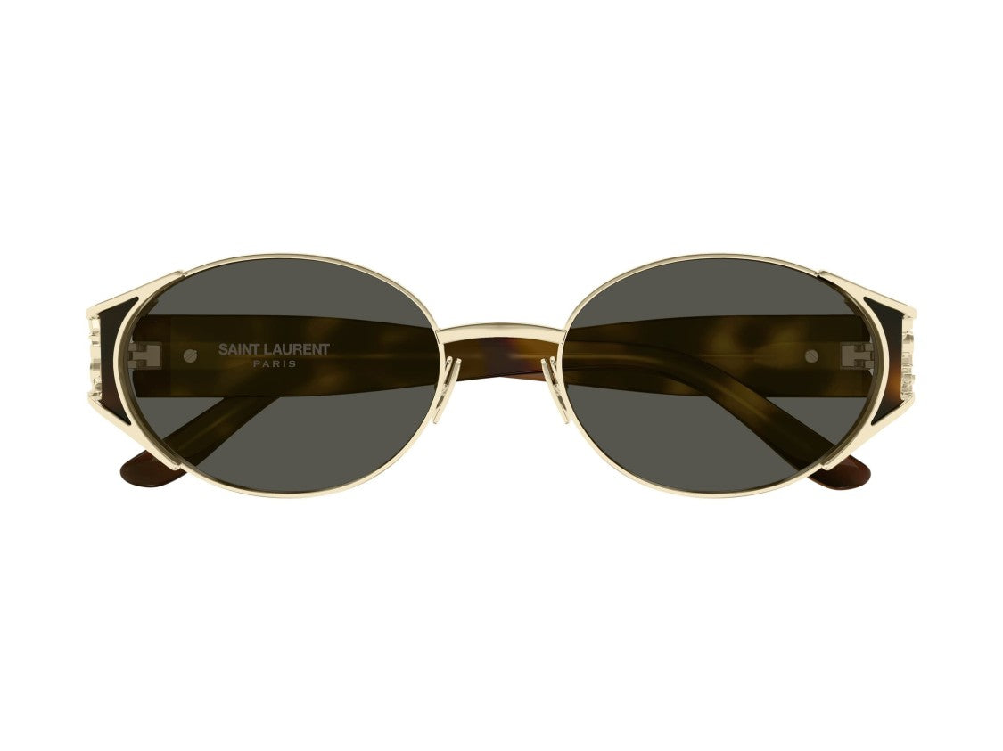 Saint Laurent Sl M919 Gold Metal Tortoiseshell Temple Round Sunglasses