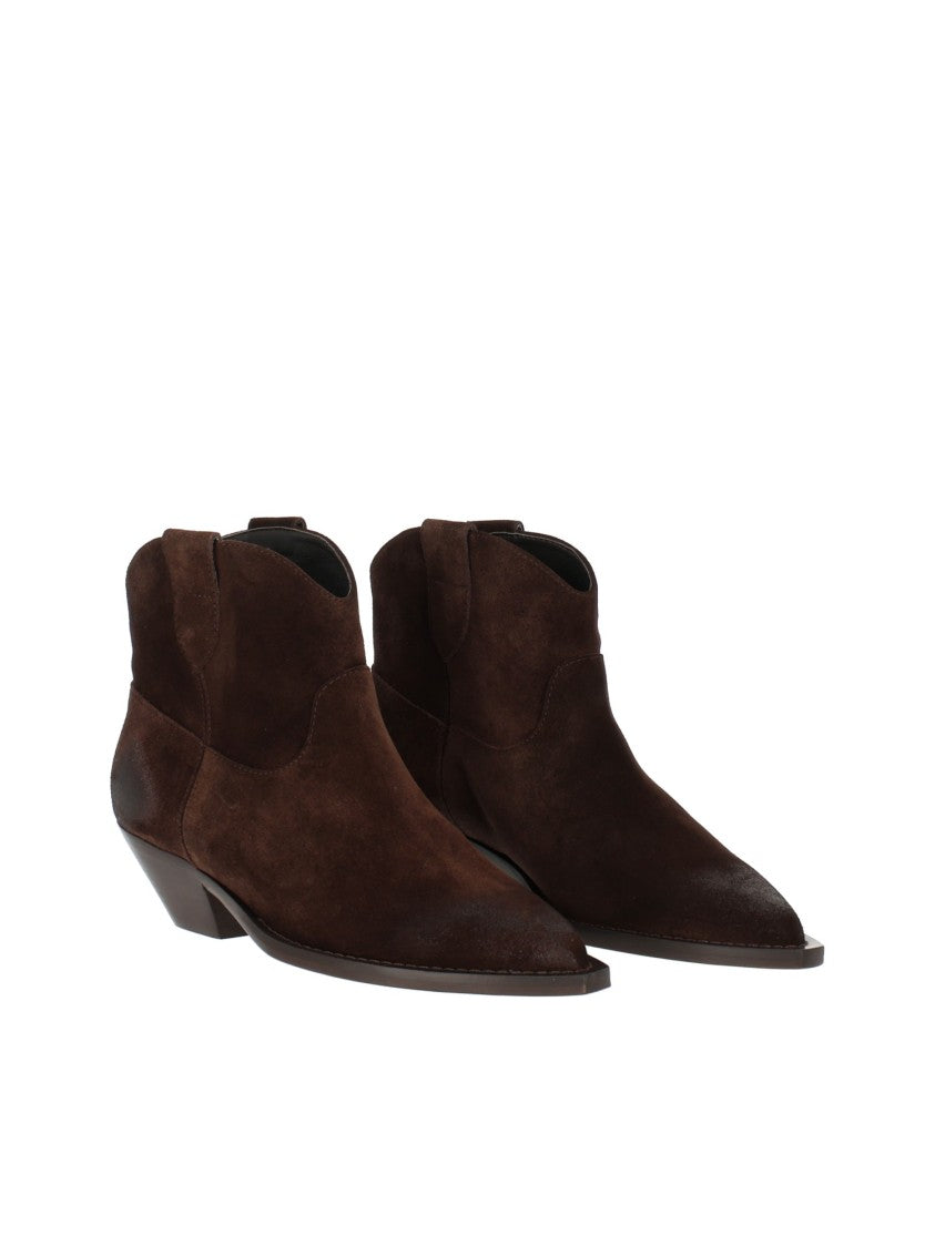 Via Roma 15 Embossed Leather Western Ankle Boots