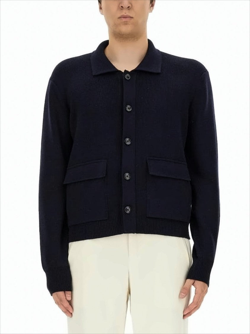 Tom Ford Deep Navy Knit Cardigan With Ribbed Cuffs