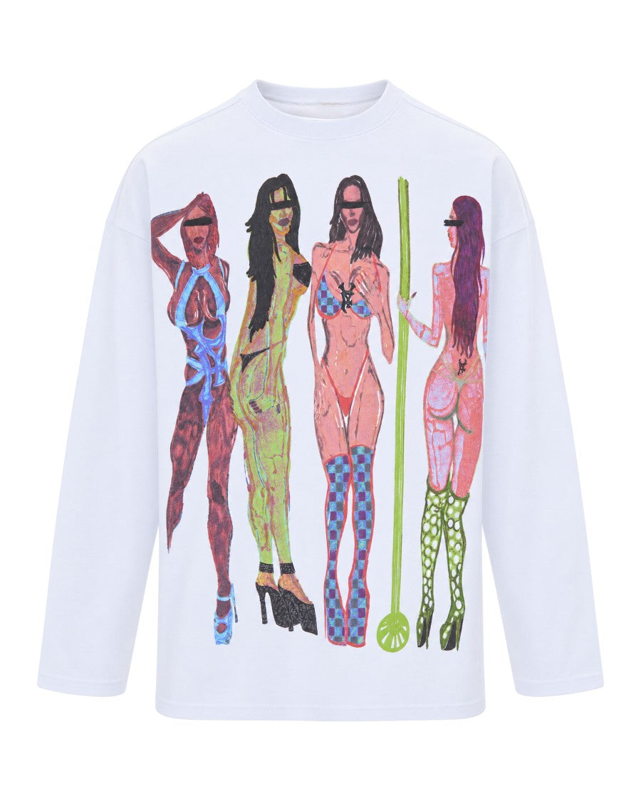 Pdf White Lapdance Graphic Print Cotton T-Shirt