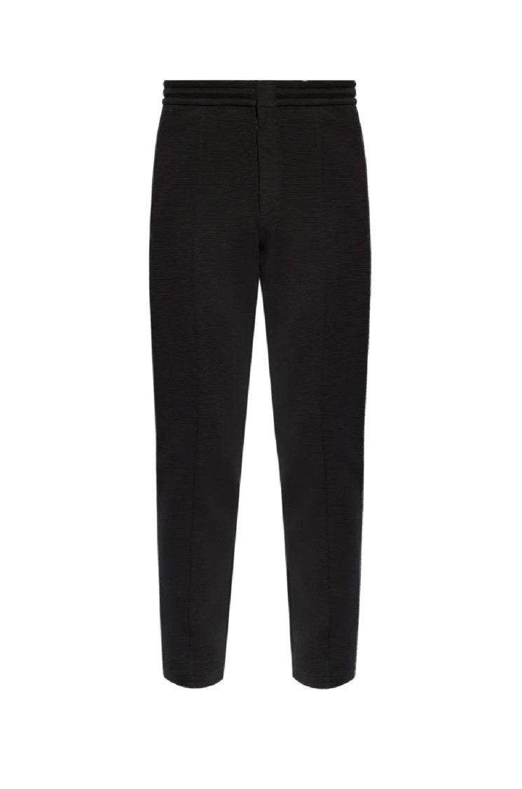 Emporio Armani Textured Tapered Leg Trousers With Elastic Waistband