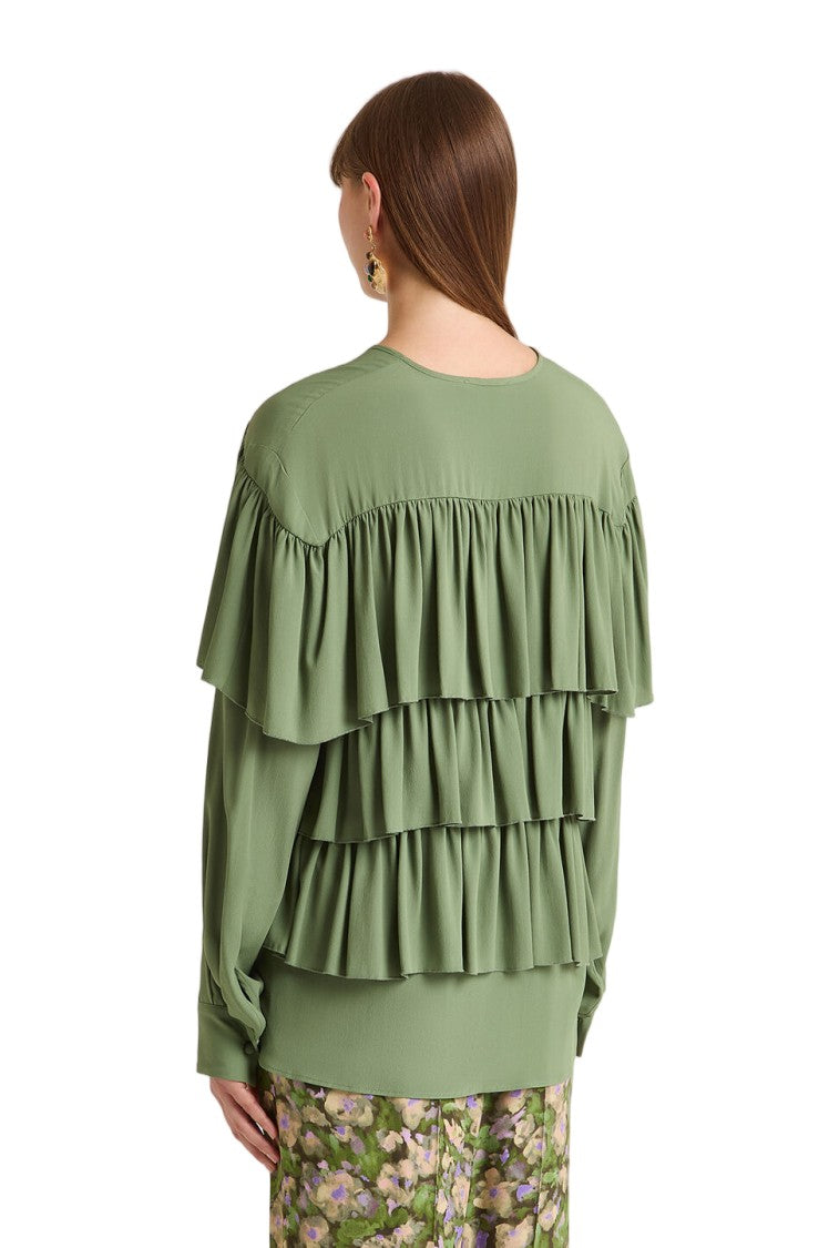 Maliparmi Crêpe De Chine Ruffle Tie-Closure Blouse