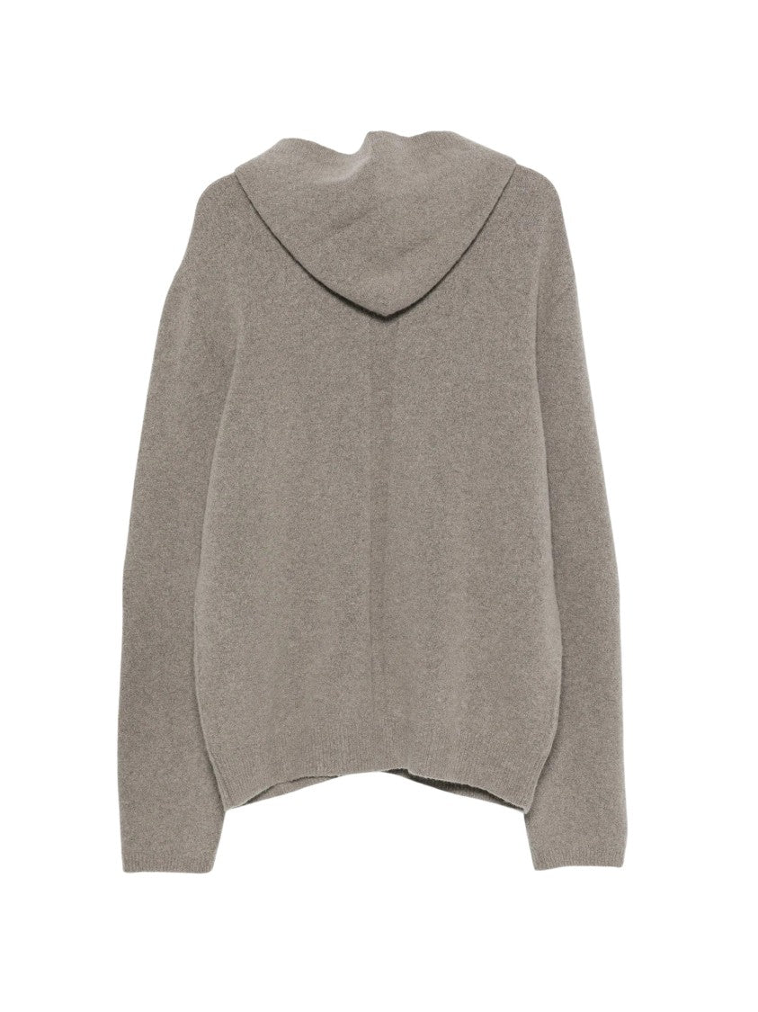 Rick Owens Textured Knit Zipped Hoodie With Ribbed Details