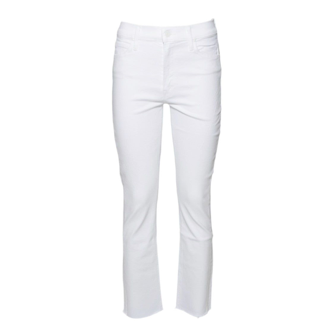 Mother White Cotton The Mid Rise Dazzler Ankle Fray Jeans
