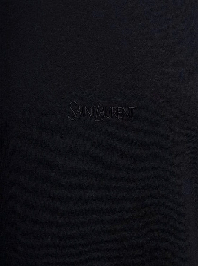 Saint Laurent Short-Sleeved Crew Neck T-Shirt With Tonal Embroidery