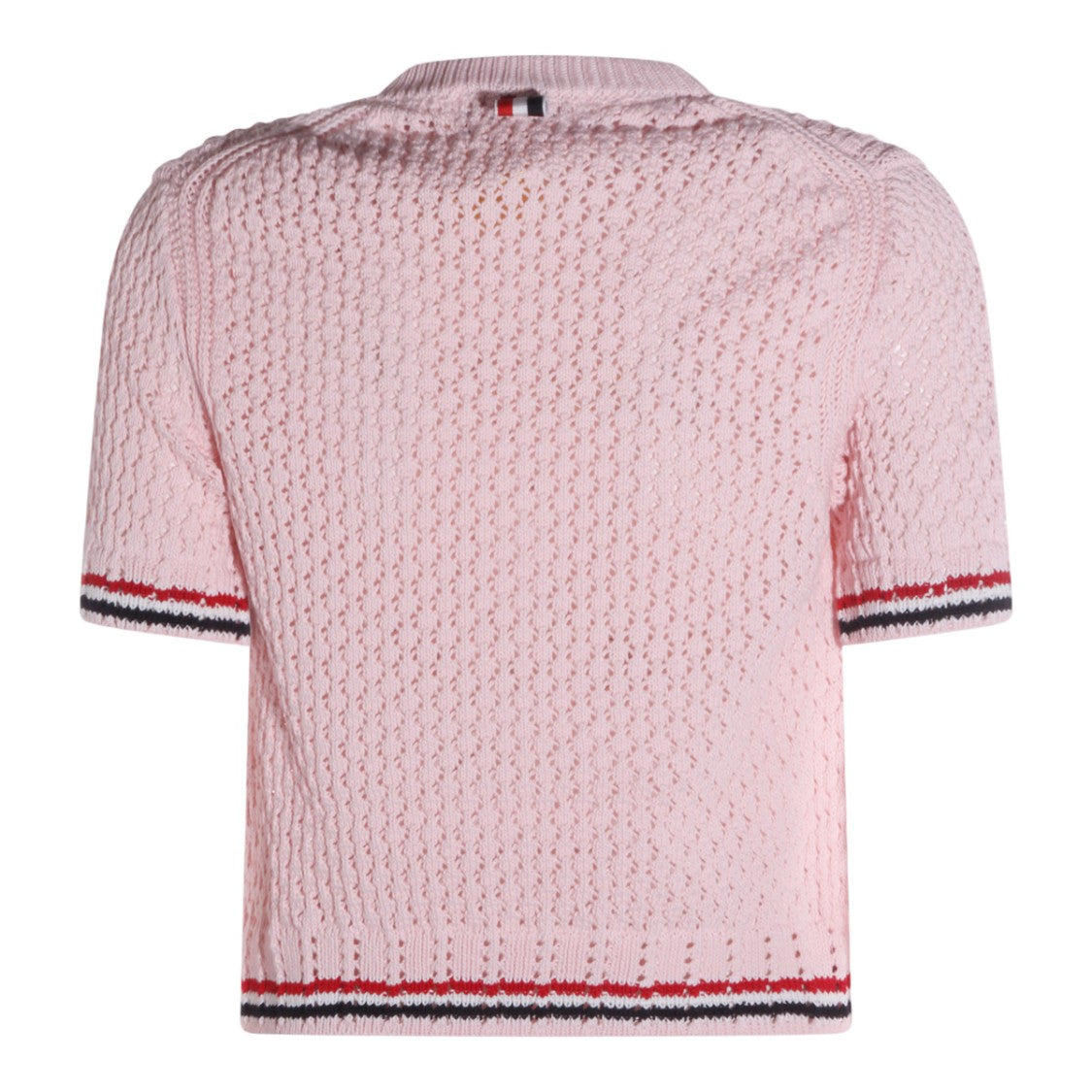 Thom Browne Short-Sleeved Light Pink Knitted Sweater