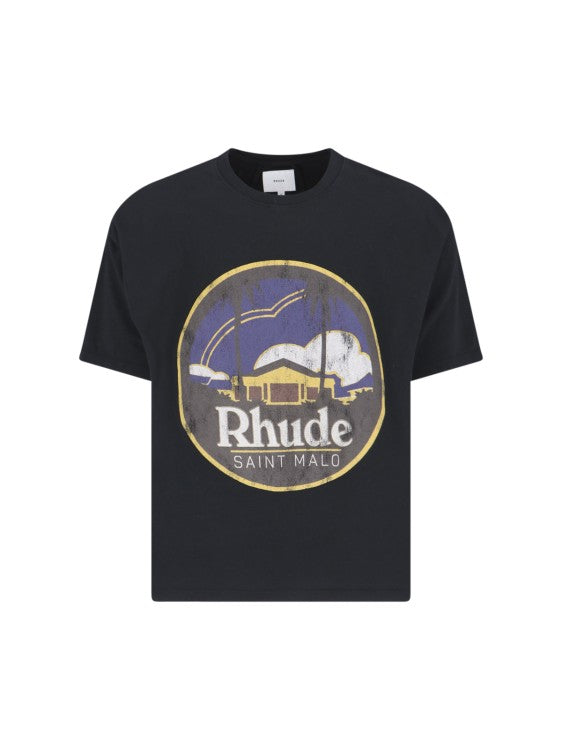 Rhude "Saint Malo" Black Cotton T-Shirt