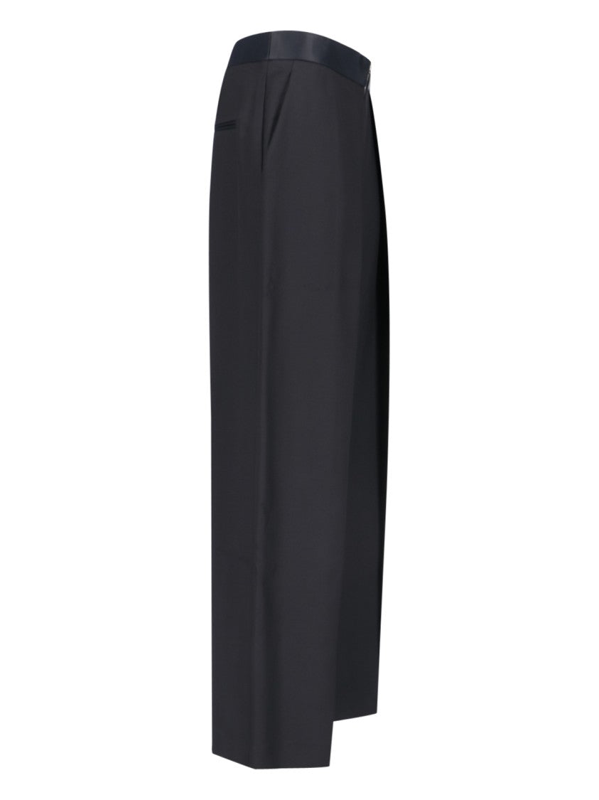 Khaite The Marine Wide-Leg Trousers In Black Fabric