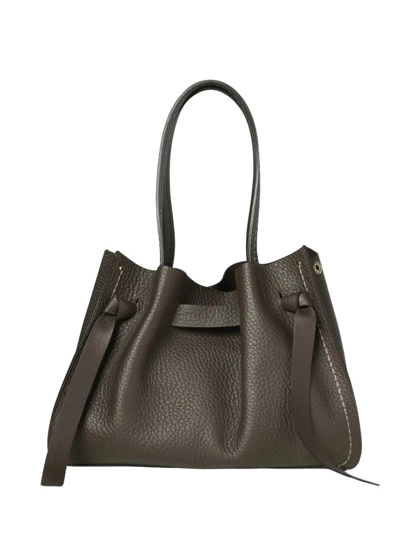 Visona` Camoscio Brown Textured Leather Handbag