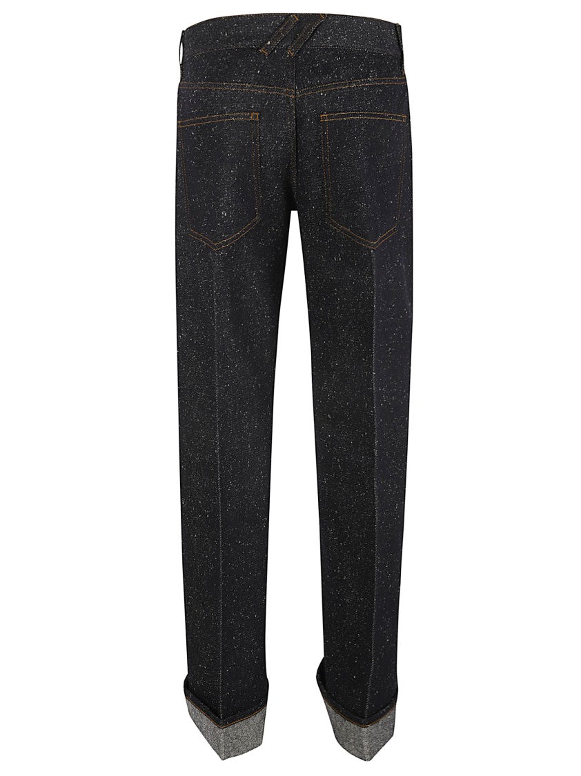 Burberry Straight-Leg Blue Trousers With Subtle Texture