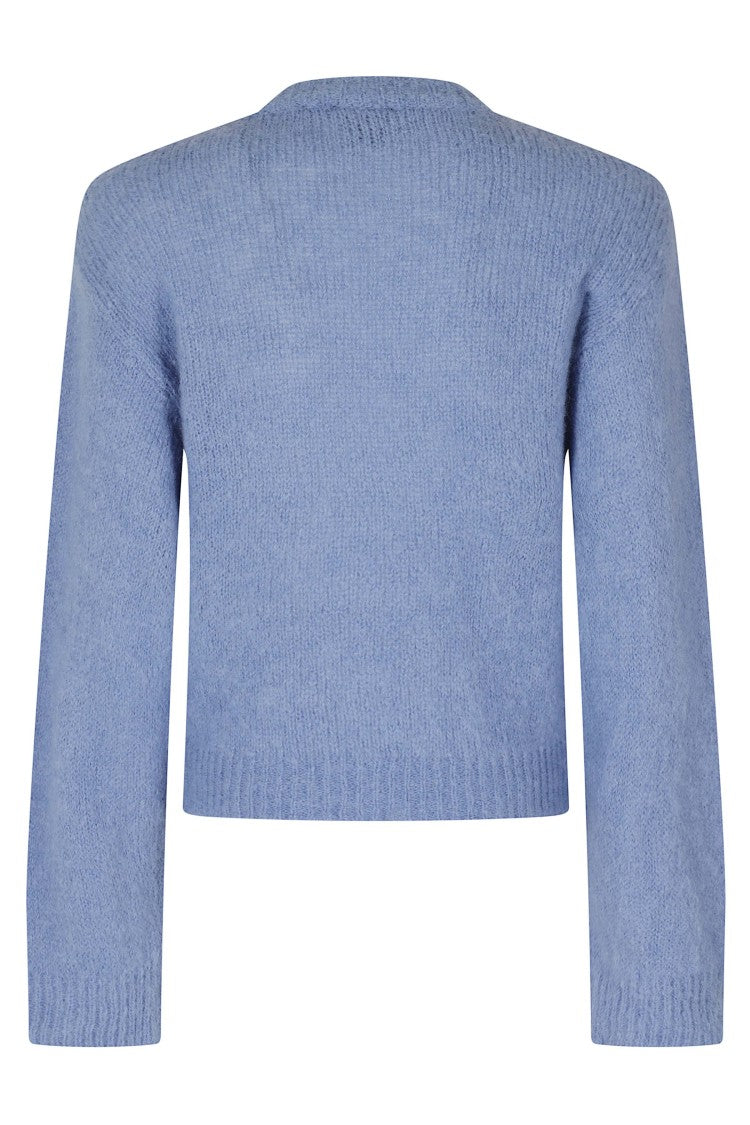 Alysi Light Blue Mohair-Blend Crewneck Sweater