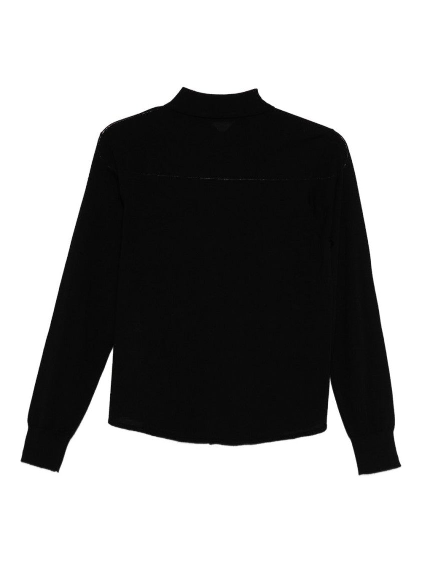 Seventy Sergio Tegon Long-Sleeve Black Wool Shirt With Classic Collar
