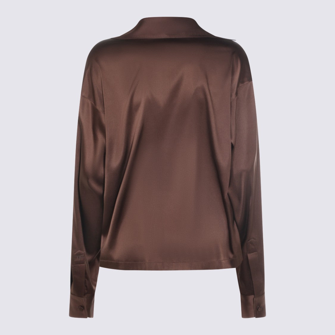 Tom Ford Long-Sleeved Satin Brown Top
